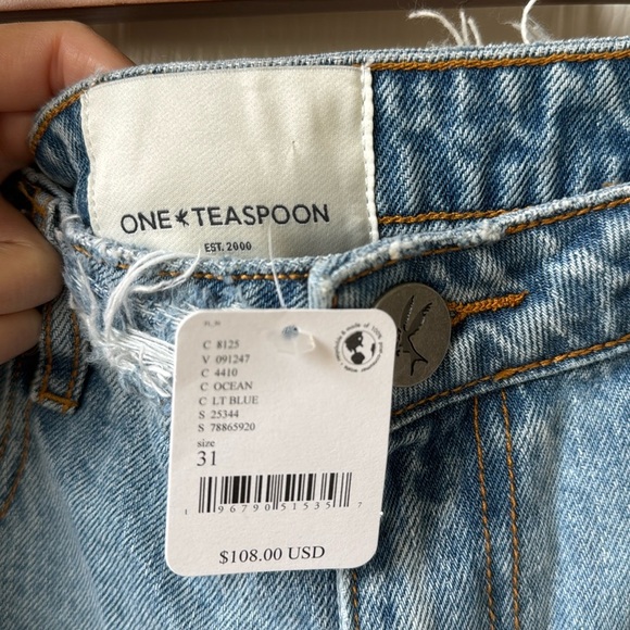 NWT Free People x One Teaspoon Jacksons MW short distressed frayed Ocean size 31 - Picture 10 of 12